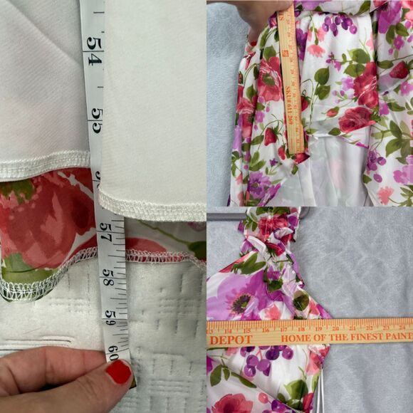 Abercrombie &Fitch Strawberry Floral Ruffle Hi-Low Dress XL Tall Romantic Formal - Picture 12 of 15